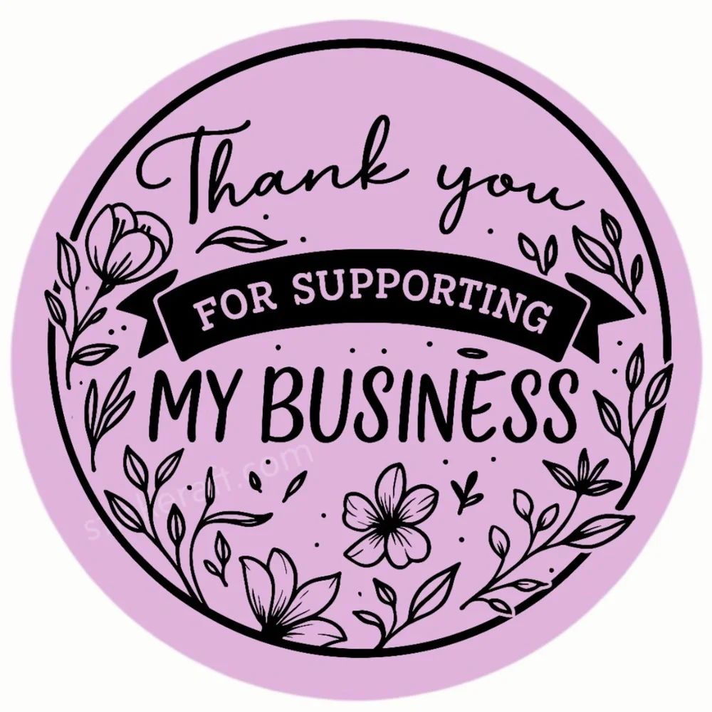 Thank You for Supporting My Business Sticker 2” | Floral Label for Packaging
